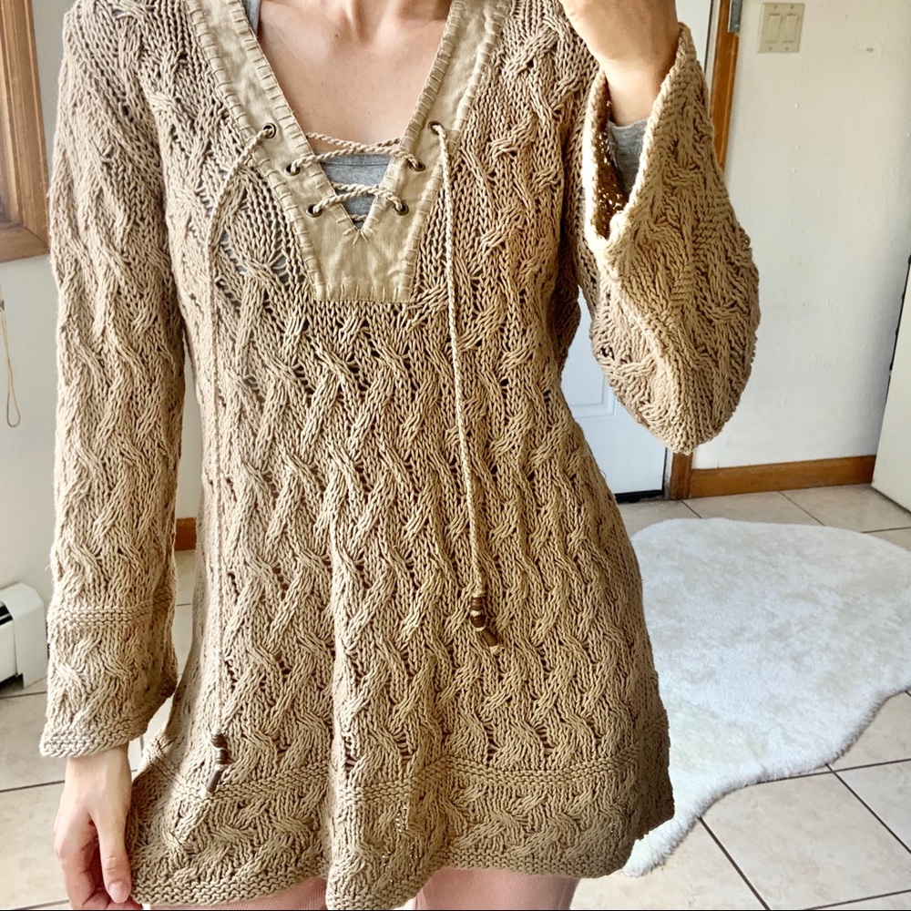 Tommy Bahama L cotton/linen chunky knit sweater